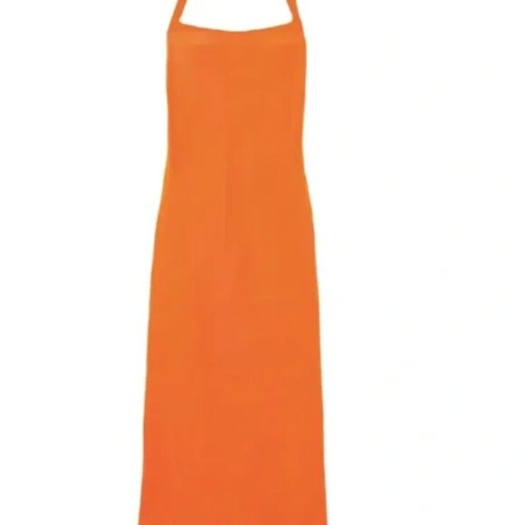 Reformation Alli Orange Silk Halter Midi Dress in Citrus Size 8 - Picture 4 of 4
